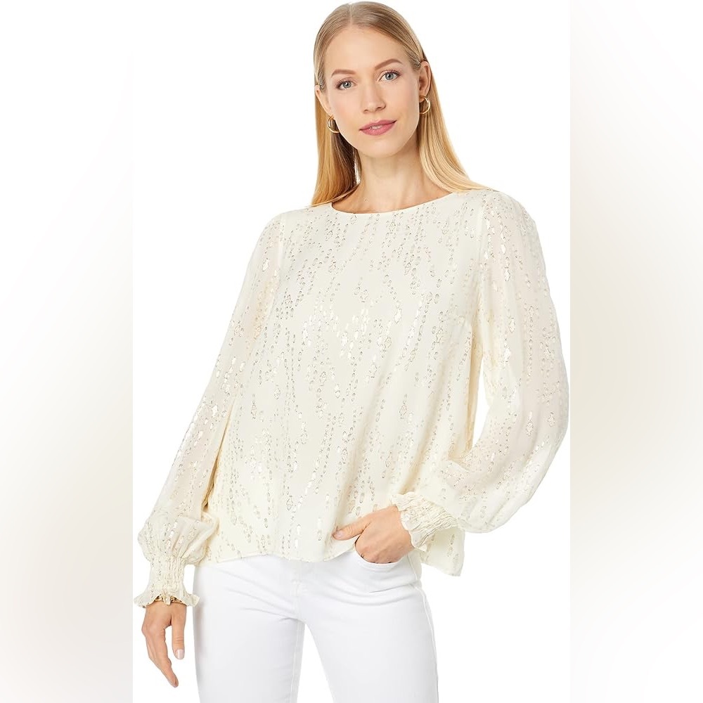 NWOT Lilly Pulitzer Idina Long Sleeve Silk Top